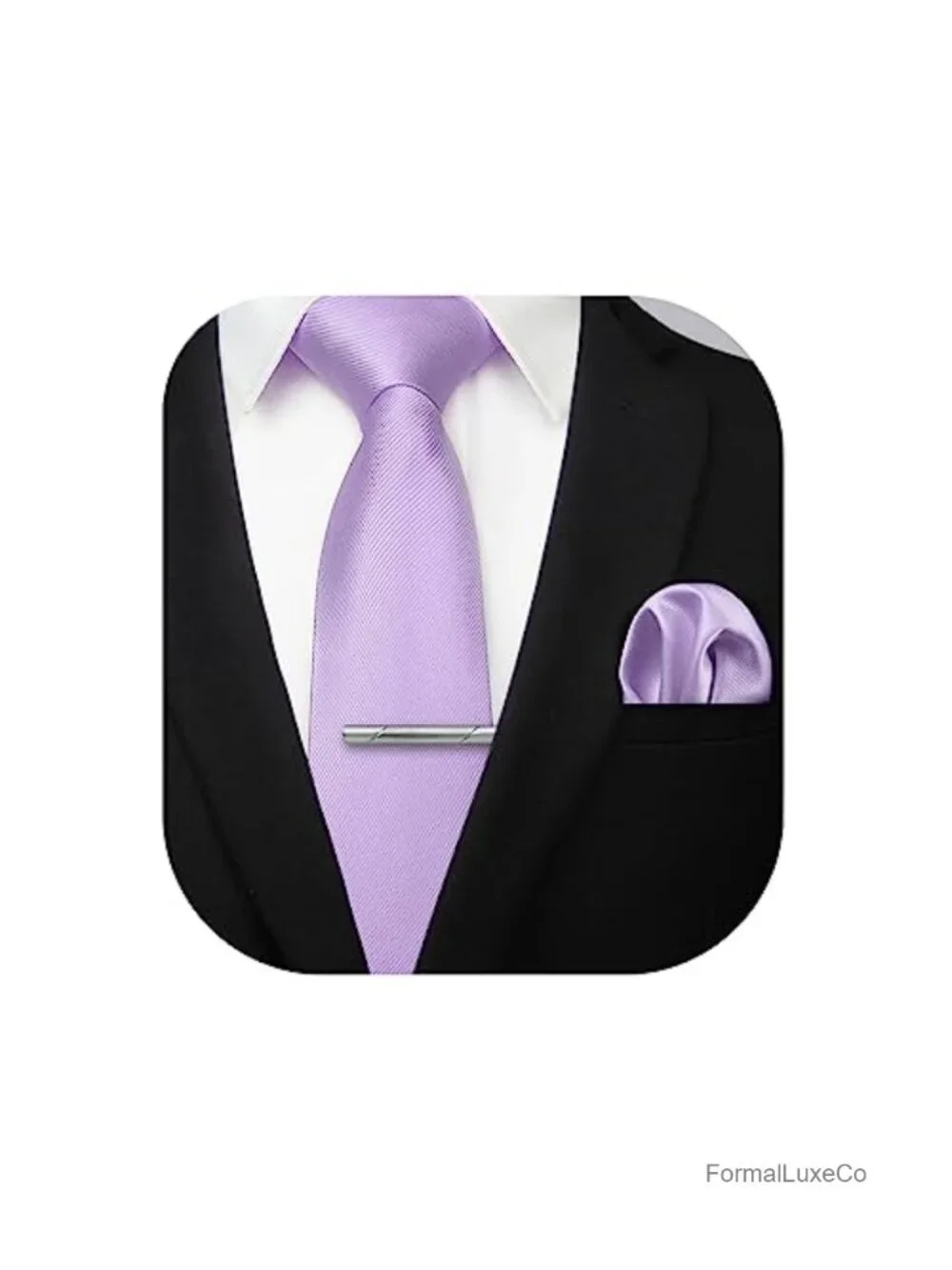 Men's Satin Finish Microfiber Tie & Pocket Square Set - Formal